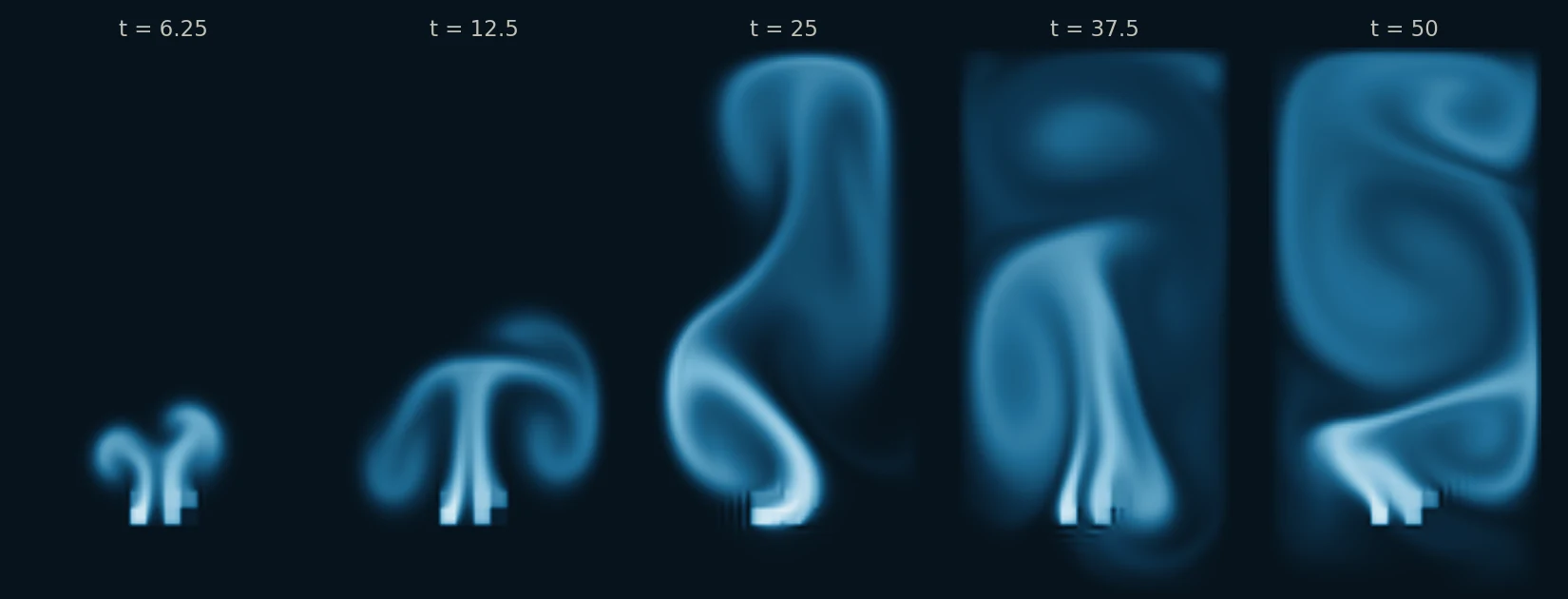 Snapshots of the rising plume